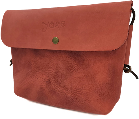 Women's leather crossbody bag in red colour