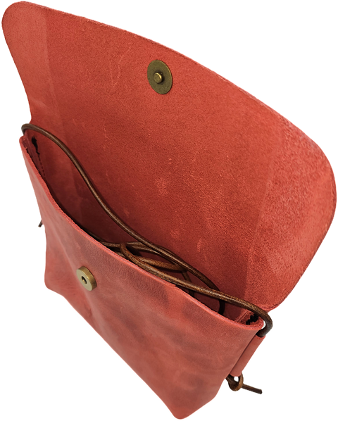 Women's leather crossbody bag in red colour