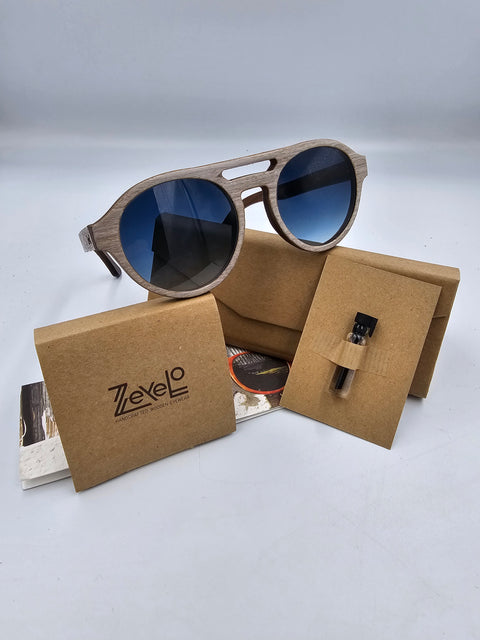 Serpico grey zebrawood wooden sunglasses