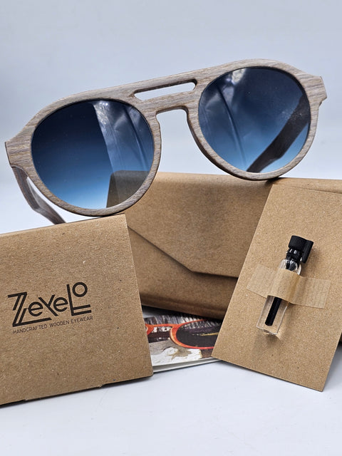 Serpico grey zebrawood wooden sunglasses