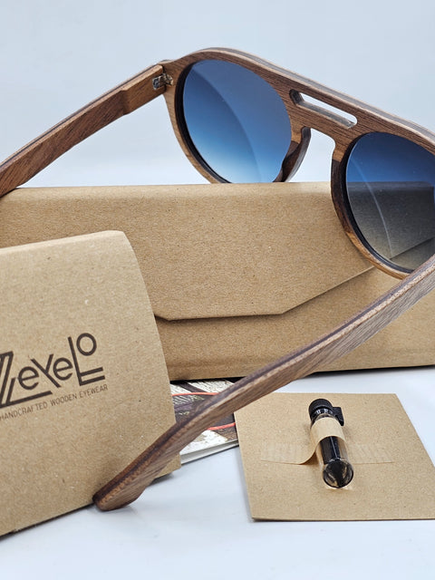 Serpico grey zebrawood wooden sunglasses