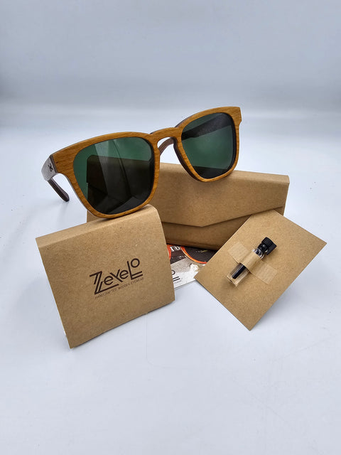 Emperor in curry wooden sunglasses