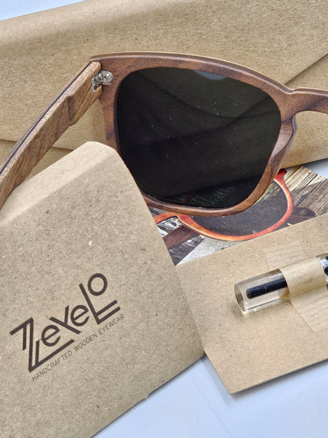 Emperor in curry wooden sunglasses