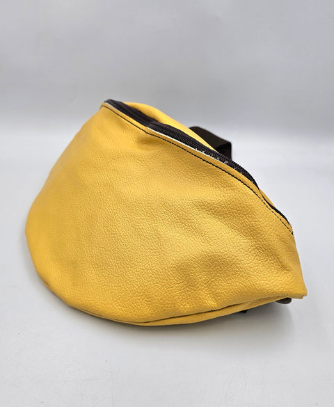 Yellow leather waist bag - Unisex leather fanny pack