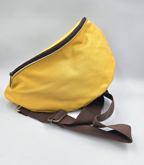 Yellow leather waist bag - Unisex leather fanny pack