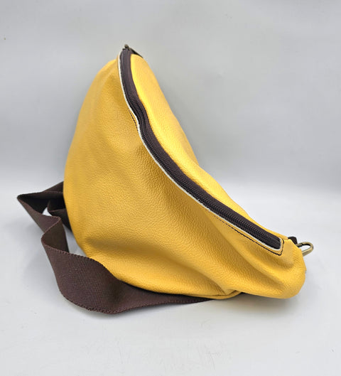 Yellow leather waist bag - Unisex leather fanny pack