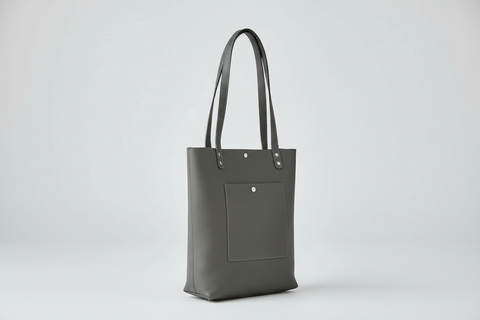 Gray leather shopping tote women's bag - Handmade bags & jewelry Bags