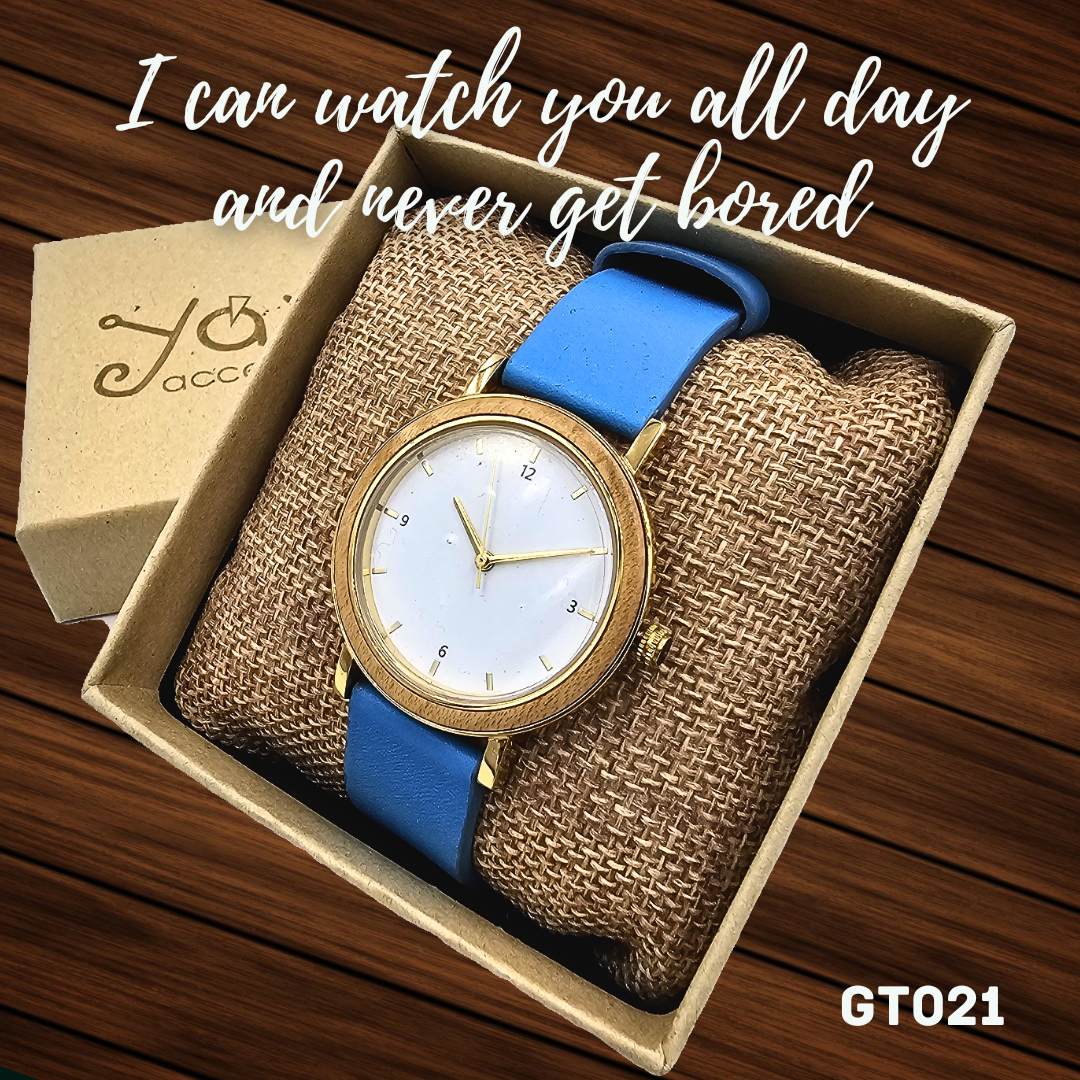 Women's wooden blue elegant watch - Handmade bags & jewelry Green Products