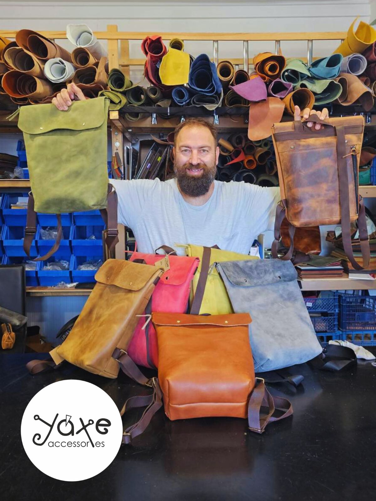 Blue Handcrafted Unisex Leather Backpacks – Yaxe Accessories