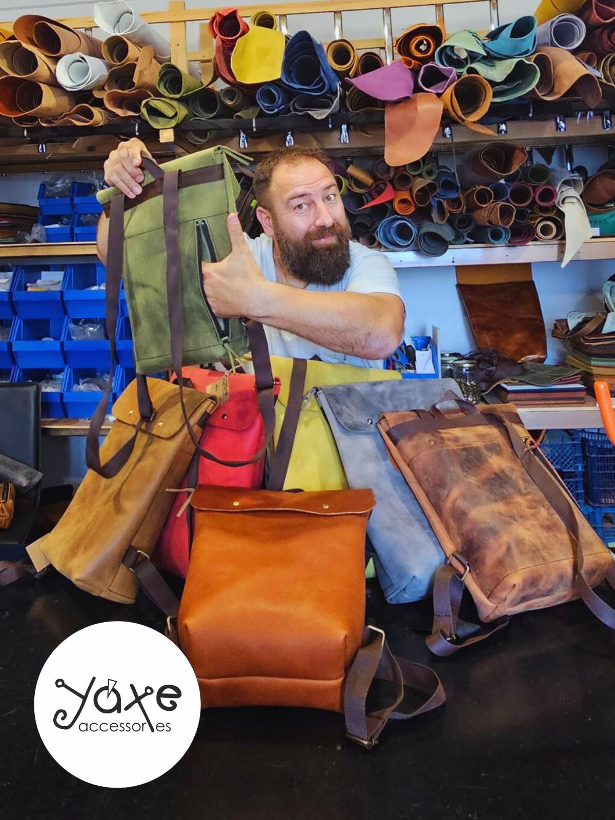 Blue Handcrafted Unisex Leather Backpacks – Yaxe Accessories