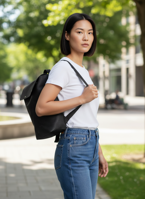 Black Unisex Leather Laptop Backpack for Everyday Use - Handmade bags & jewelry Bags