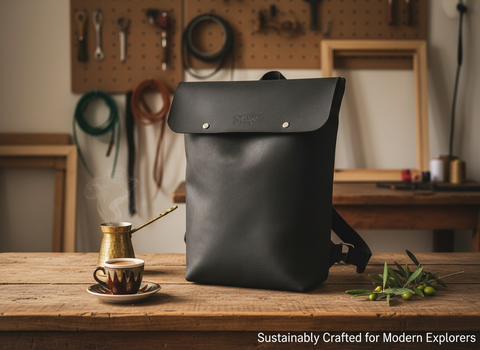 Black Unisex Leather Laptop Backpack for Everyday Use - Handmade bags & jewelry Bags