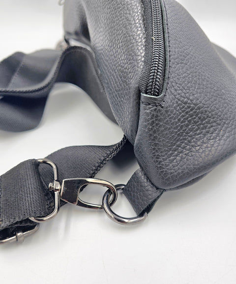 Black leather waist bag - Unisex leather fanny pack - Handmade bags & jewelry Accessories