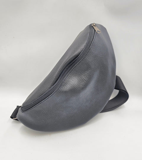 Black leather waist bag - Unisex leather fanny pack - Handmade bags & jewelry Accessories