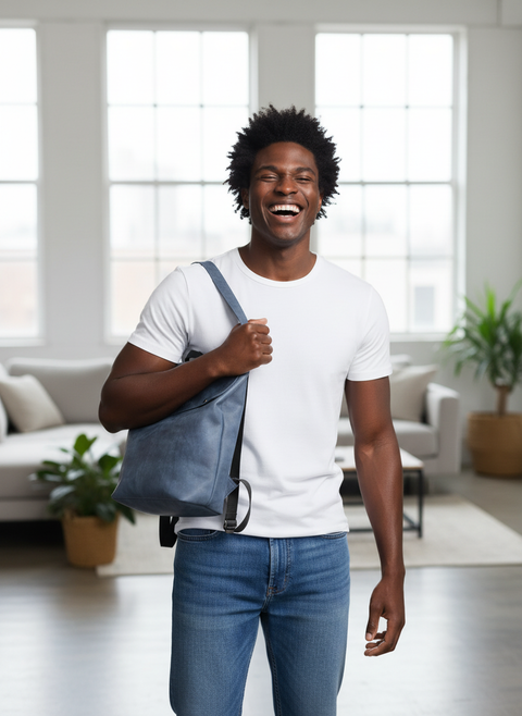 Blue Handcrafted Unisex Leather Backpacks – Yaxe Accessories - Handmade bags & jewelry Bags