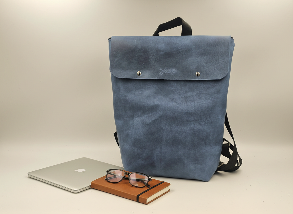 Blue Handcrafted Unisex Leather Backpacks – Yaxe Accessories