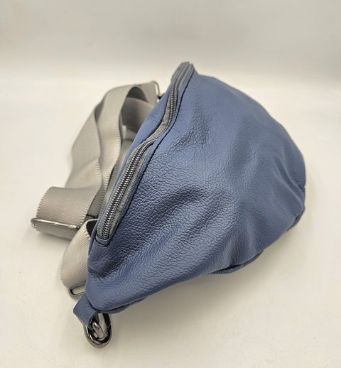 Blue leather waist bag - Unisex leather fanny pack - Handmade bags & jewelry Accessories