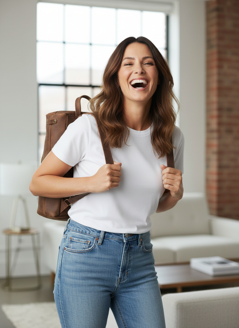 Brown Handcrafted Square Leather Backpack Sustainable & Stylish Greek Design - Handmade bags & jewelry Bags