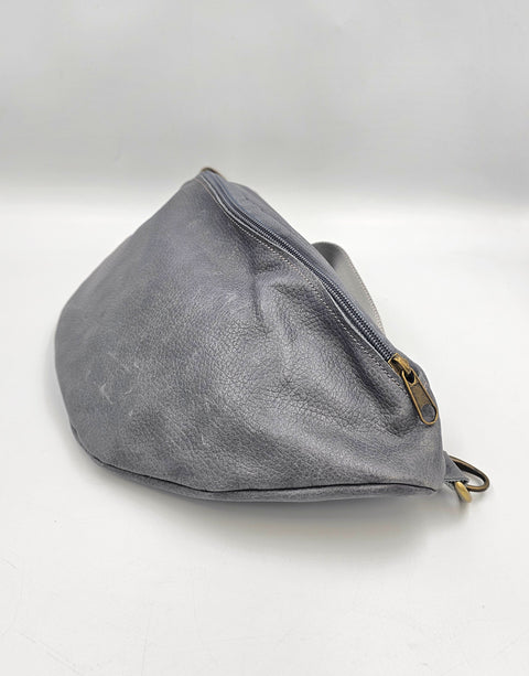 Grey leather waist bag - Unisex leather fanny pack - Handmade bags & jewelry Accessories