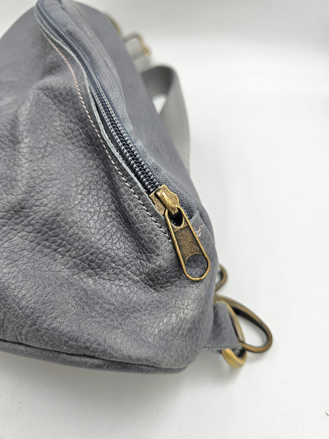 Grey leather waist bag - Unisex leather fanny pack - Handmade bags & jewelry Accessories