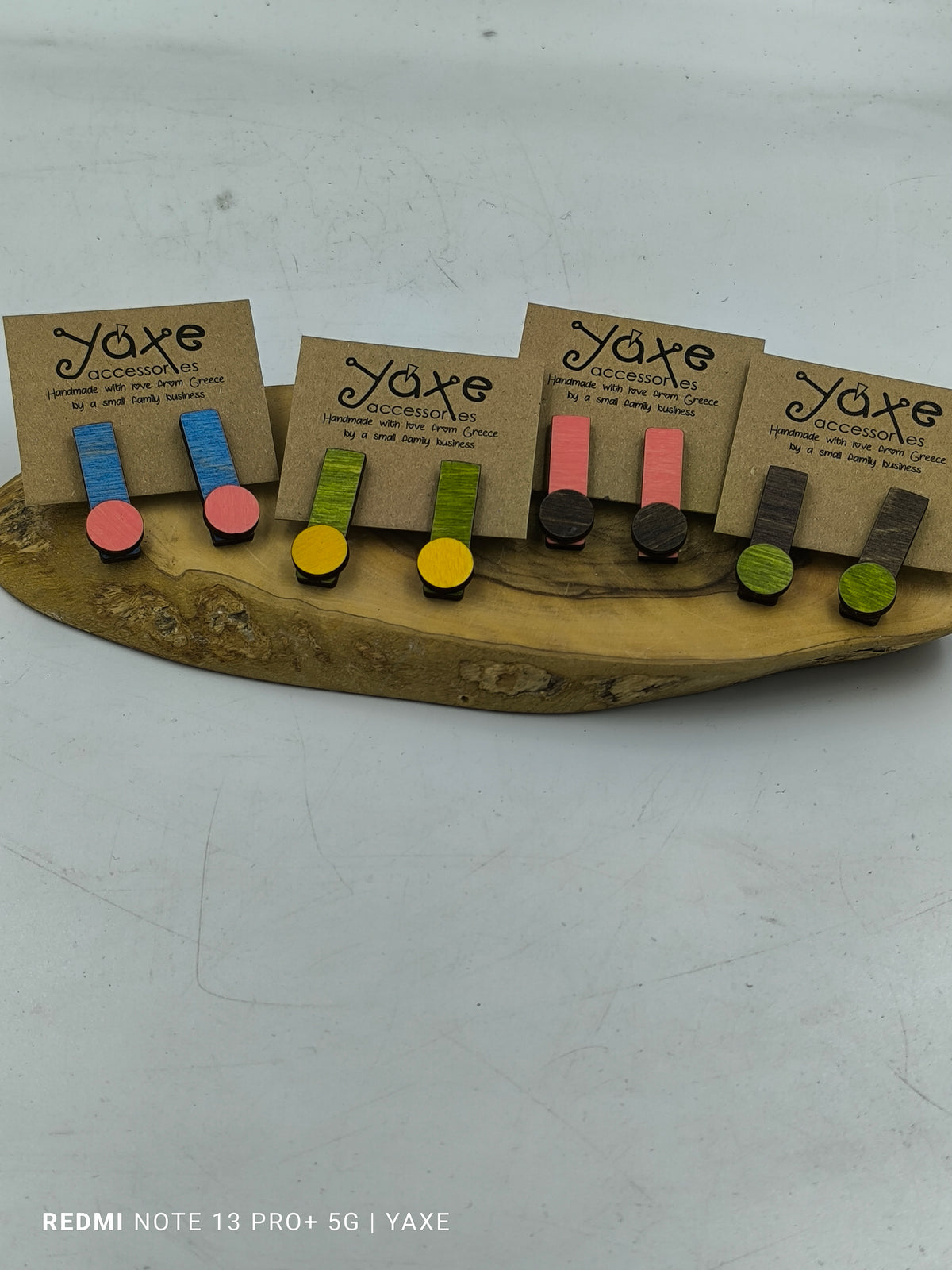 Εxclamation mark earrings of real oak wood