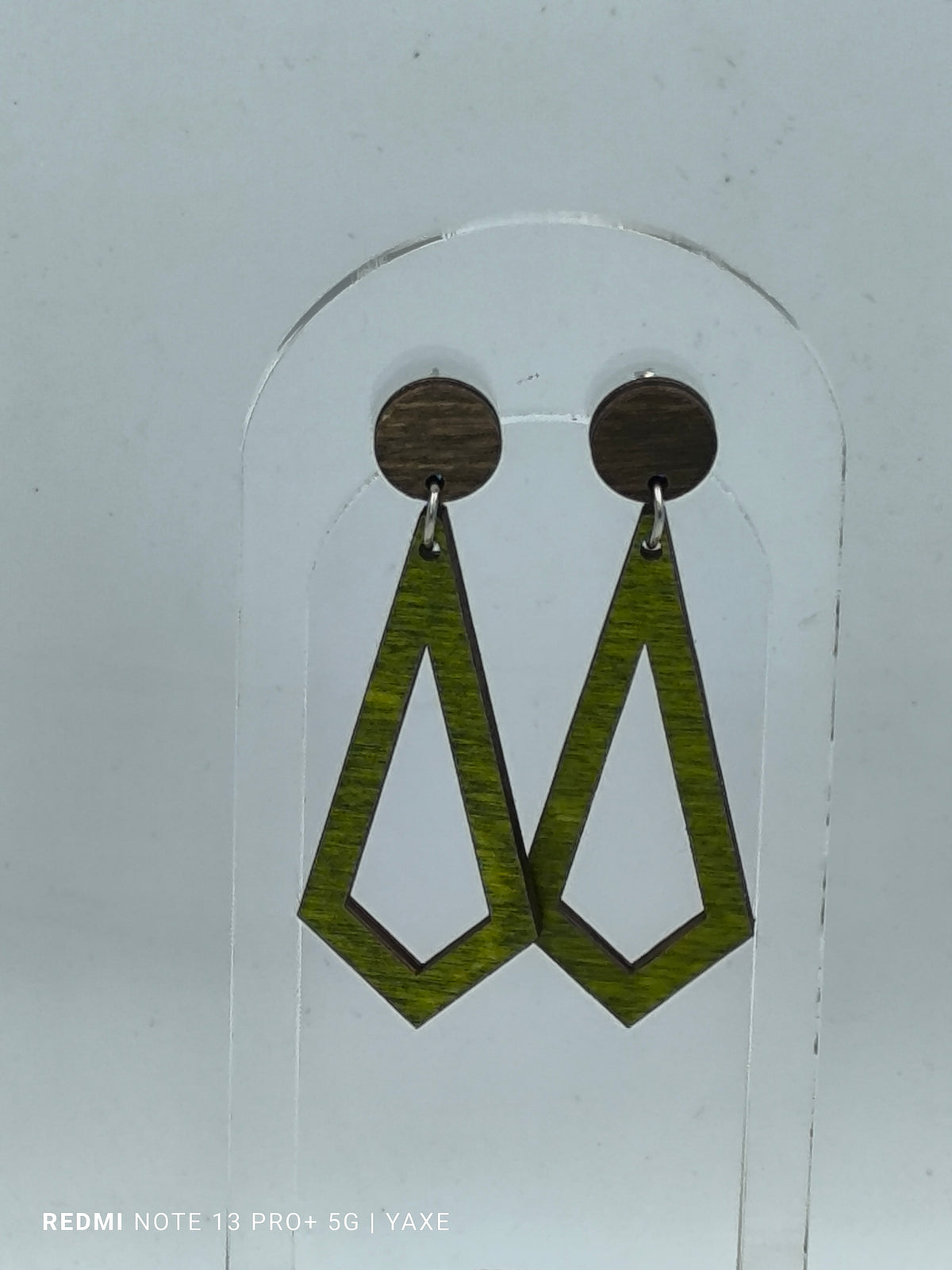 Empty rhombus earrings of real oak wood