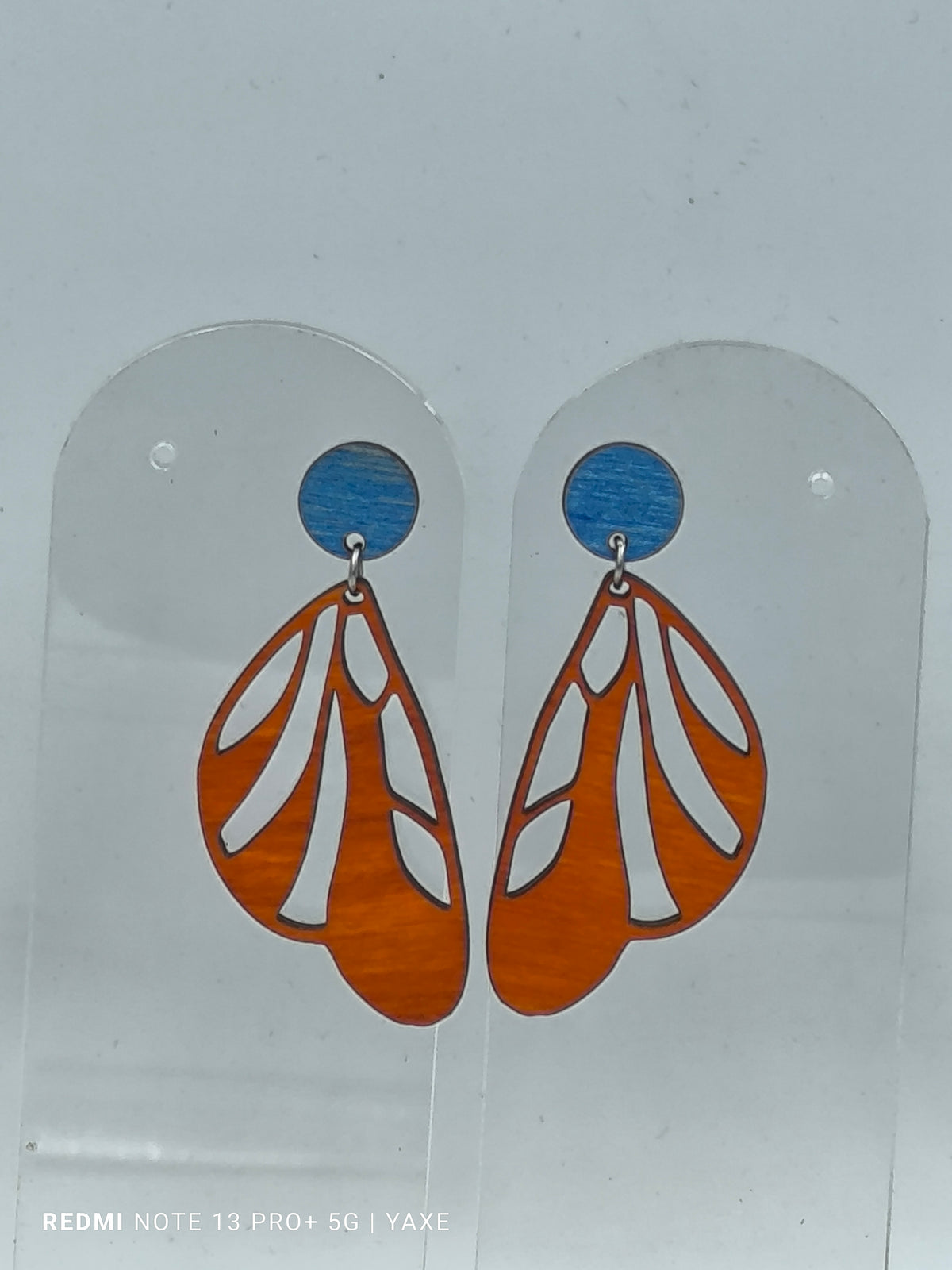 Butterfly earrings of real oak wood