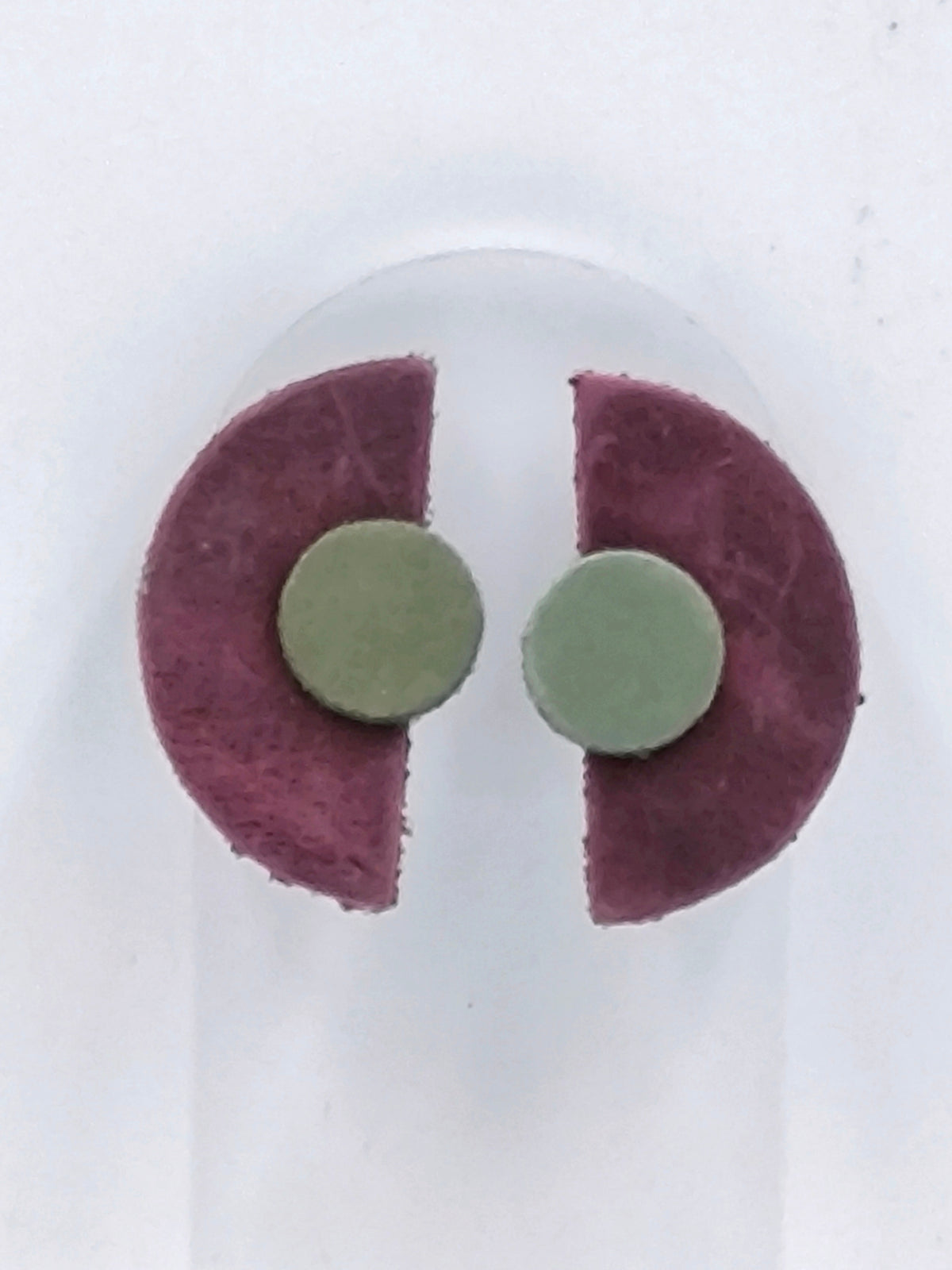 Handmade Leather Stainless Steel Drop Half circle Earrings