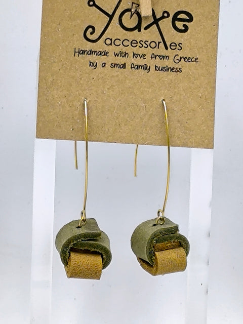 Knots leather long earrings