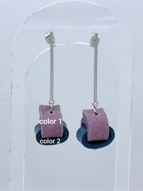 Knots leather & stainless steel earrings