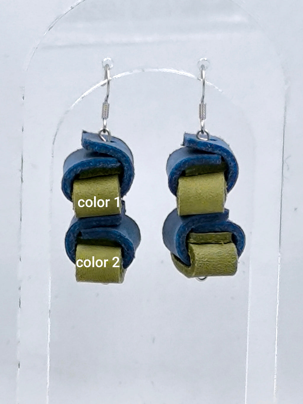 Double knots leather & stainless steel earrings