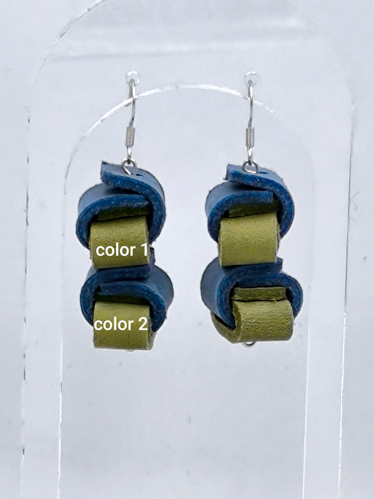 Double knots leather & stainless steel earrings