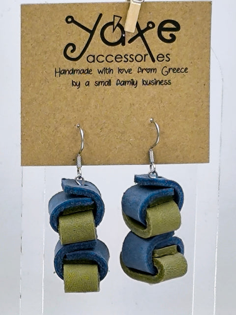Double knots leather & stainless steel earrings