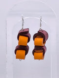Double knots leather & stainless steel earrings