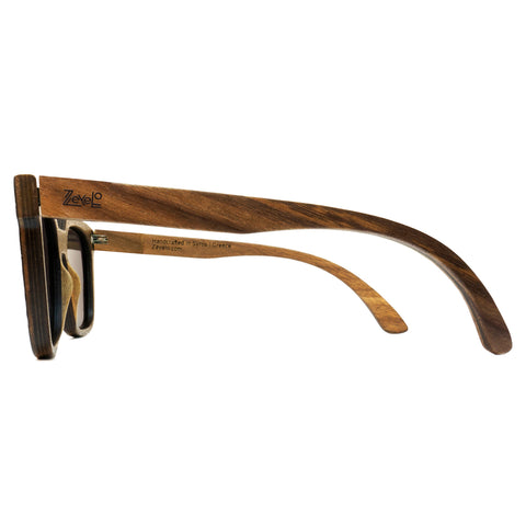Monk in black & greys wooden sunglasses