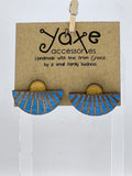 Theatre earrings of real oak wood Blue