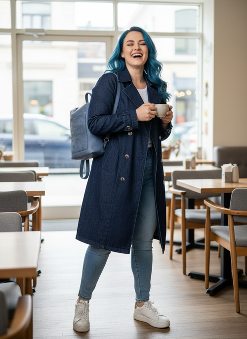 Yaxe Blue Artisan Square Leather Backpack