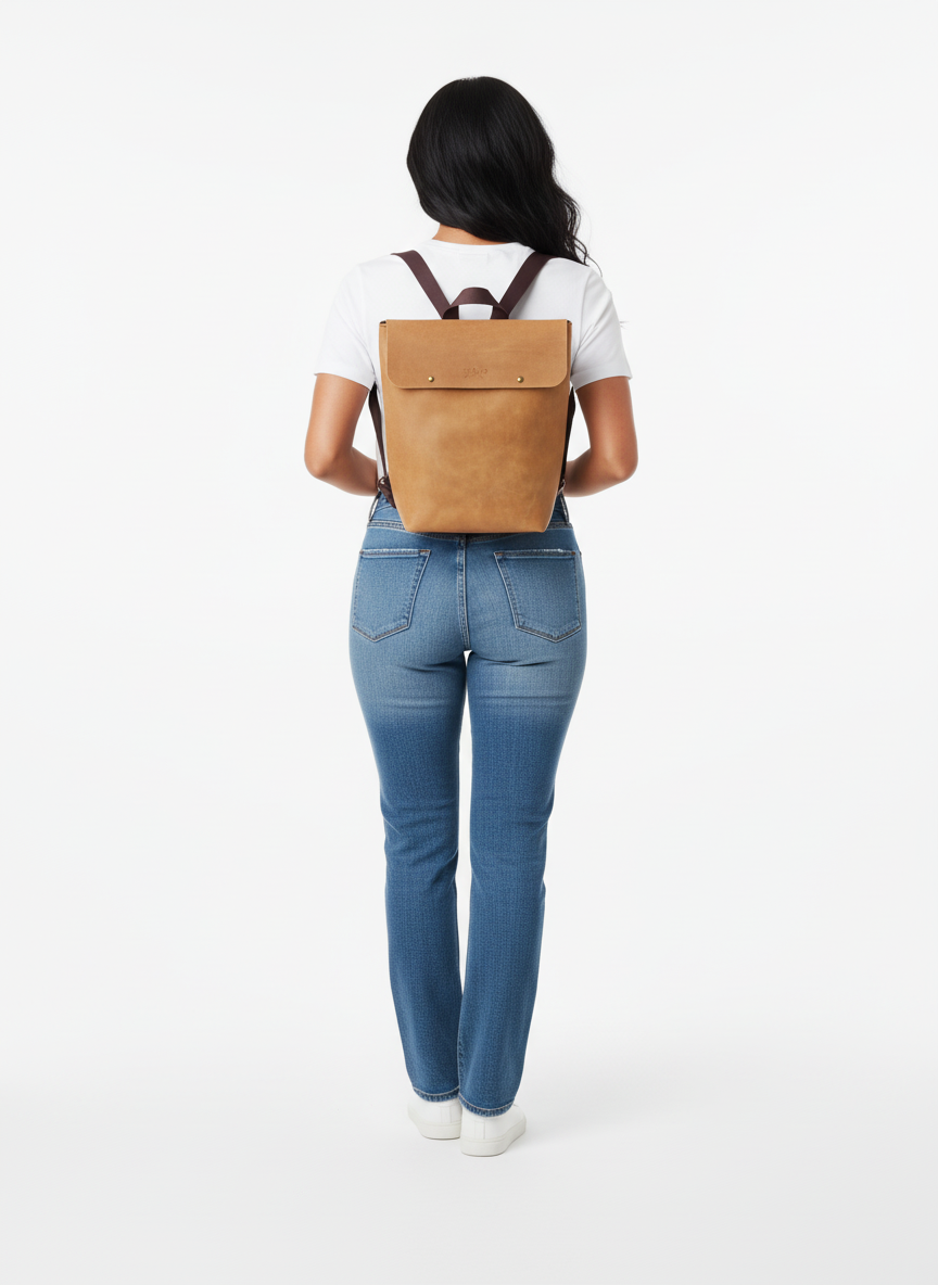 Yellow Unisex Leather Laptop Backpack – Everyday Artisan Style