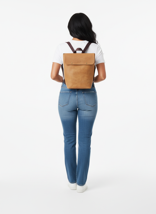Yellow Unisex Leather Laptop Backpack – Everyday Artisan Style