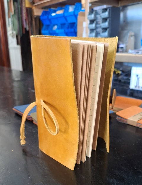 Handmade Refillable yellow Leather Journal & Organizer