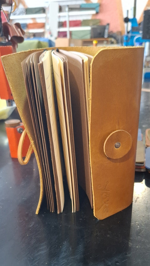 Handmade Refillable yellow Leather Journal & Organizer