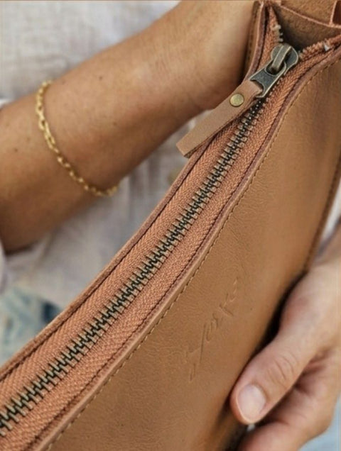 Handmade Beige Leather Half-Moon Bag – Timeless Minimalist Style