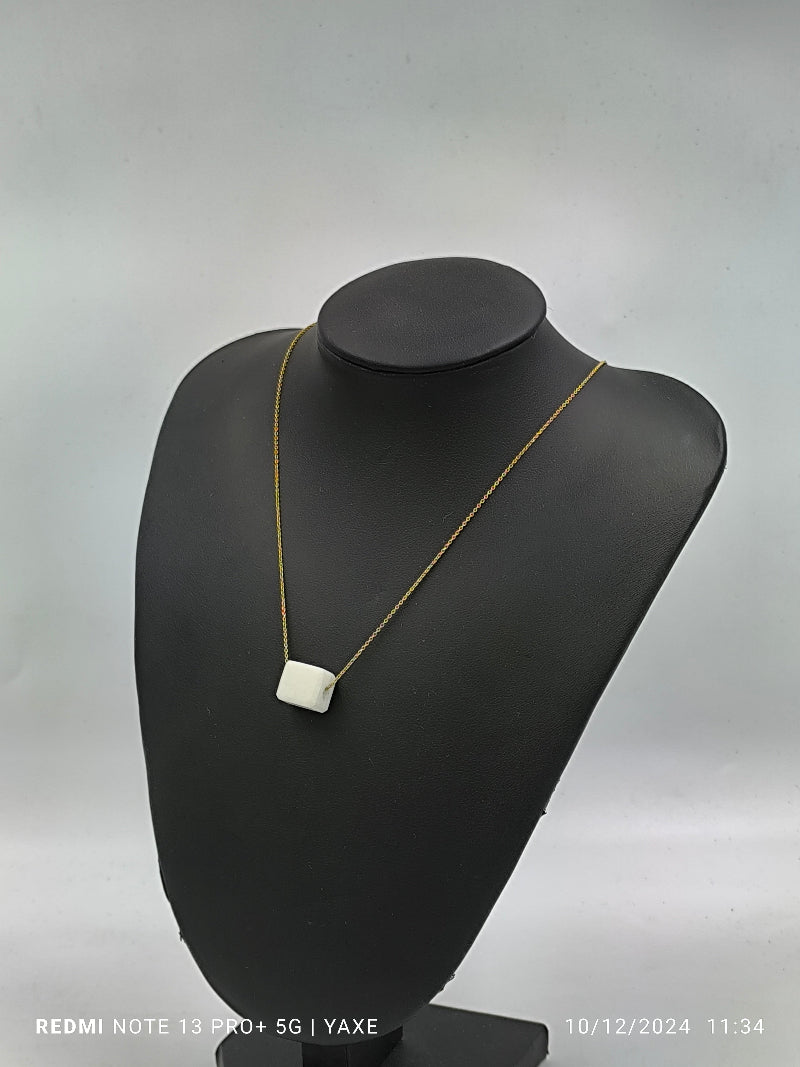 Thassos white marble cube necklace Silver gold plated