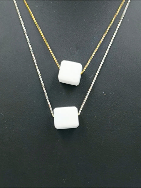 Thassos white marble cube necklace - Handmade bags & jewelry Handcrafted Jewellery