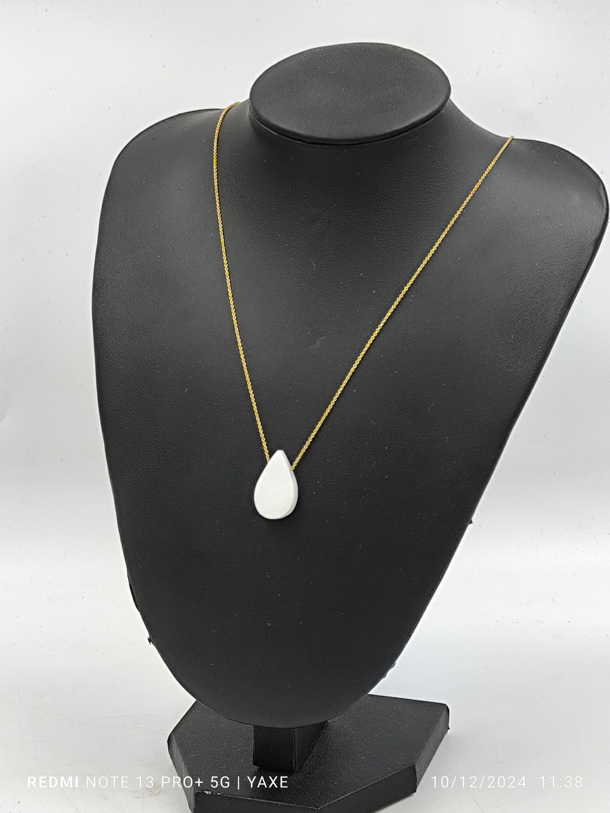 Thassos white marble drop necklace Silver gold plated