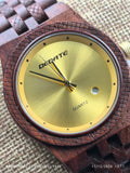 Men's wooden watch with bamboo wood bracelet  & gold frame - Handmade bags & jewelry Green Products