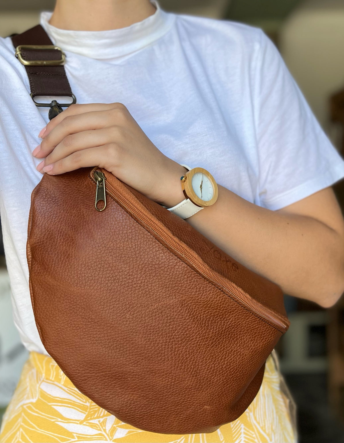 Brown leather waist bag - Unisex leather fanny pack