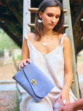 Jean nubuck Leather & Wood Accent Women's Crossbody clutch bag - Handmade bags & jewelry Bags