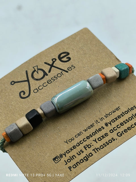 Ceramic beads men's bracelet, Boho
