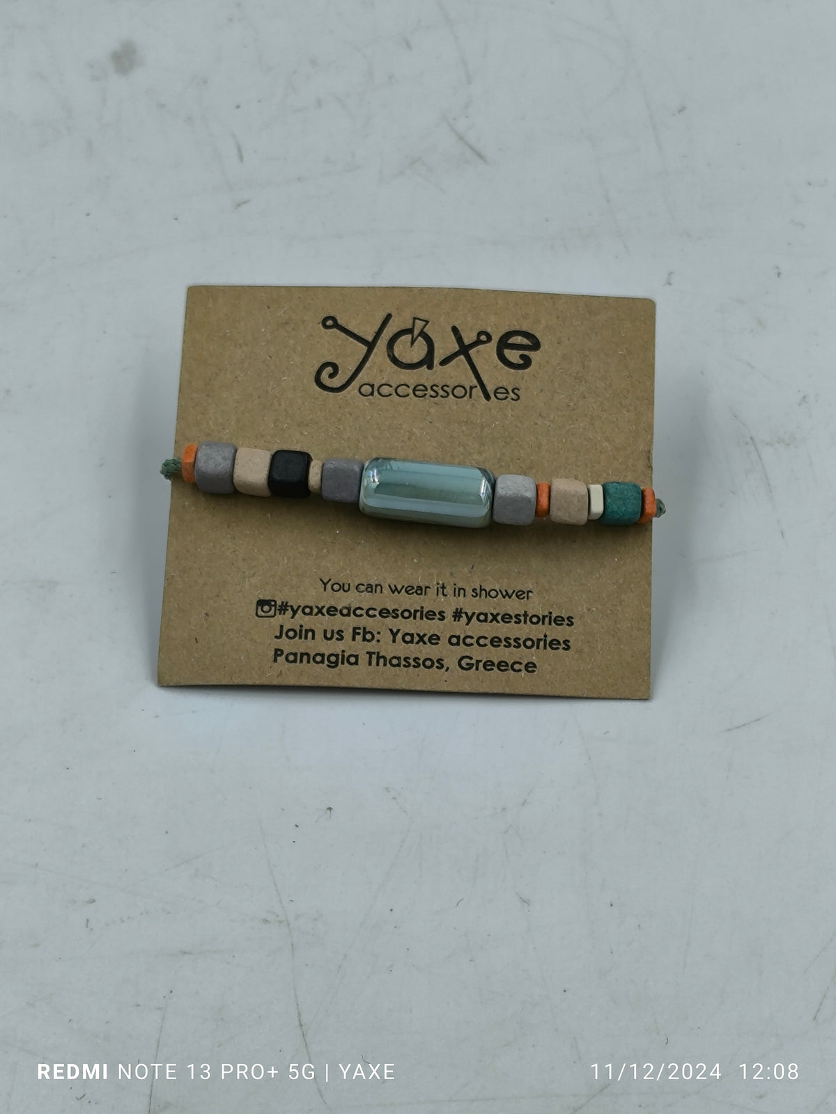 Ceramic beads men's bracelet, Boho